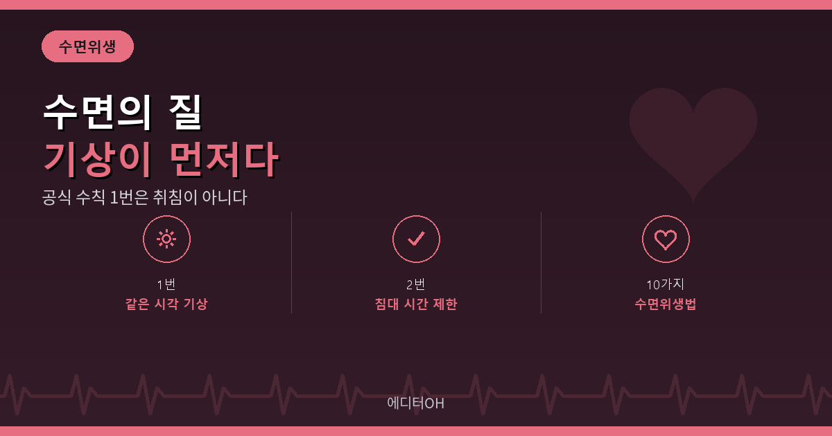 수면위생법 기상 시각 고정과 침대 시간 제한 요약