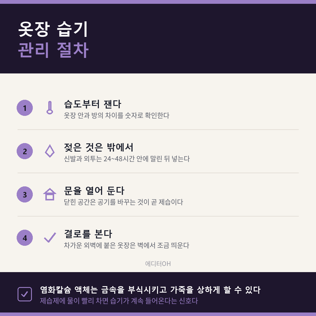 옷장 신발장 습기 관리 네 가지 절차